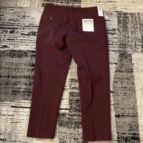 New Men’s Reaction by Kenneth Cole Dress Pants Deep Wine 36 x 30 - Picture 5 of 6